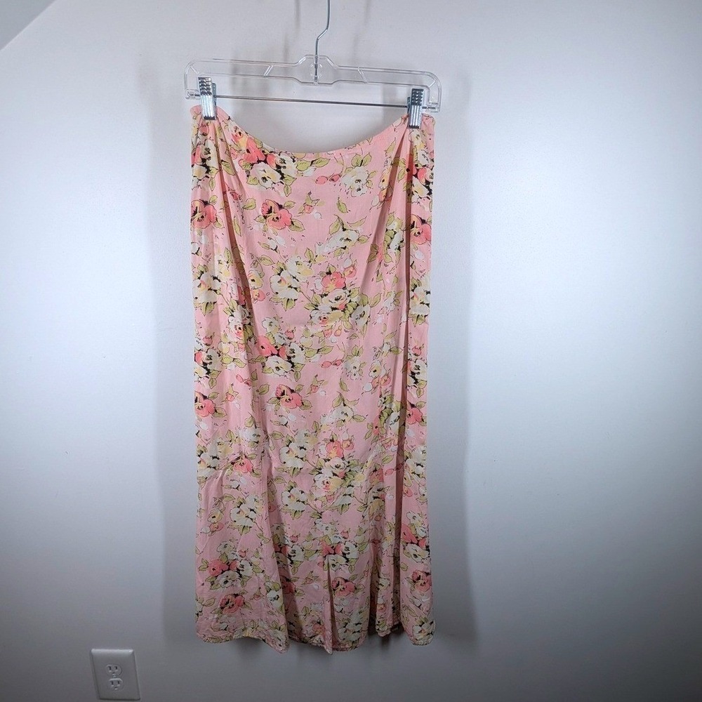 Emma James Pink Floral Midi Skirt Women's Size 10 A Line Lightweight Flowy - Picture 3 of 6